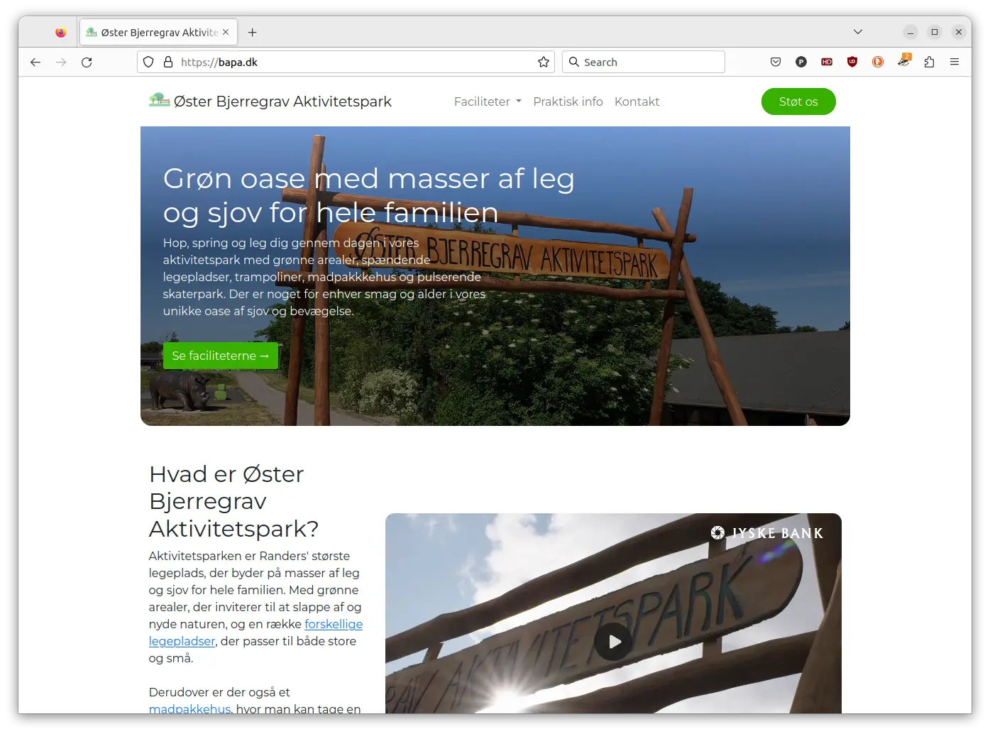 Hjemmeside til Øster Bjerregravs Aktivitetspark